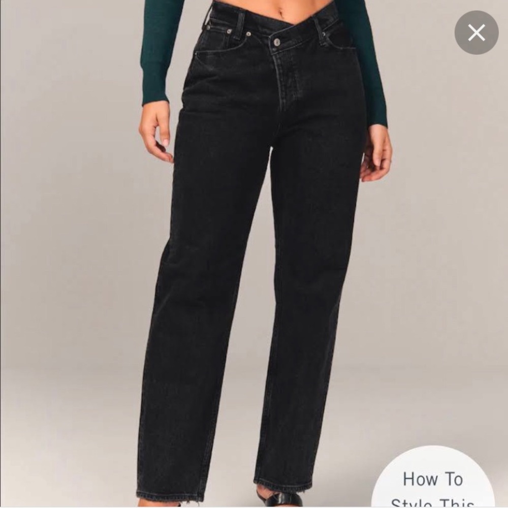 Abercrombie & Fitch The Dad High Rise Jeans Criss Cross Waist Size 2/26 R